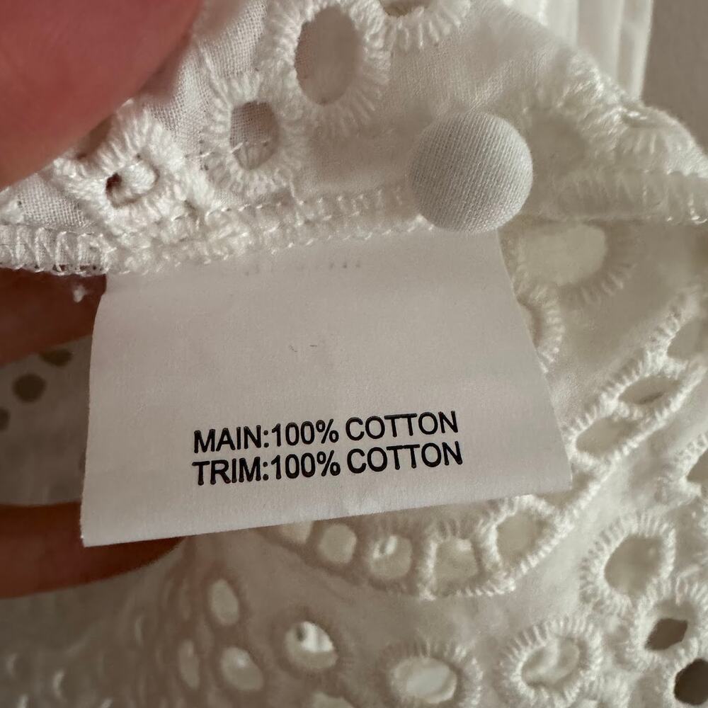 We Are Kindred White Eyelet Button Front Long Sleeve Blouse Size 8 NEW - Picture 7 of 8